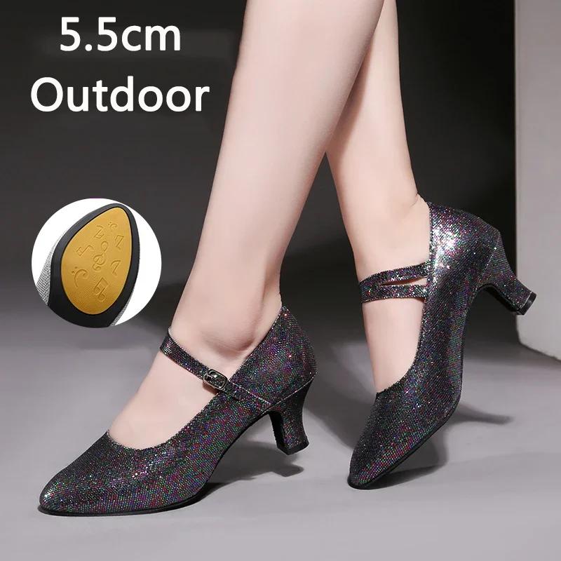Tênis de Salão Sapatos de Dança Latina para Interior/Exterior Feminino Sola Macia Sapatos de Dança Dedos Fechados para Dança Moderna Jazz Tango