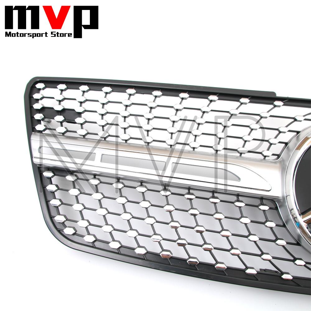FCM5   Chrome Diamonds Style Racing Grille With Newest 3D Emblem Logo For Mercedes Benz ML-Class W164 2009-2011 ML320 ML350 ML450 ML500