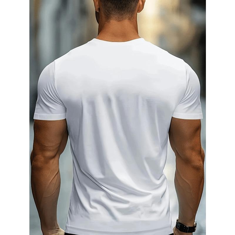 European Size Men'S Trendy Short-Sleeve Casual Sports T-Shirt Featuring a White Rabbit Print, Comfortable Regular Fit, And Round Neck, Outdoor Wear