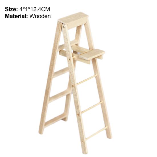 Ladder Sturdy Mini Size Wood 1:12 Miniature Dollhouse Ladder for Home
