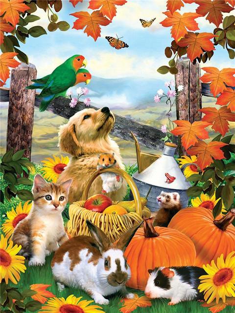 Diamond Embroidery Pumpkin Crafts Diamond Painting Halloween Cross Stitch Set Mosaic Cartoon Full Square Round Wall Art