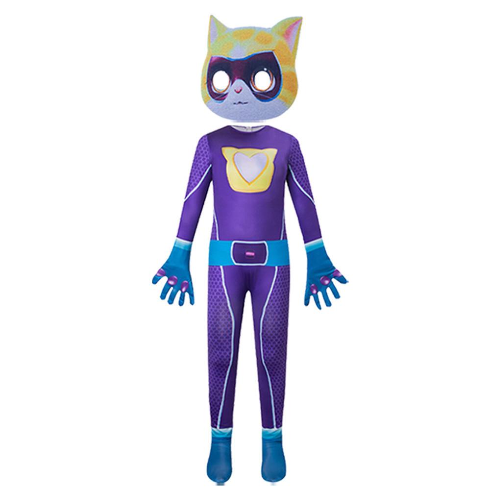 Cosplay Super Kitties Costumes Anime Jumpsuit Headwear Set Performance Stage