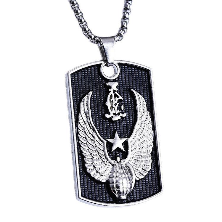 Hip-hop Domineering Trendy Brand Titanium Steel Military Brand Men's Trendy Jewelry Pendant Necklace