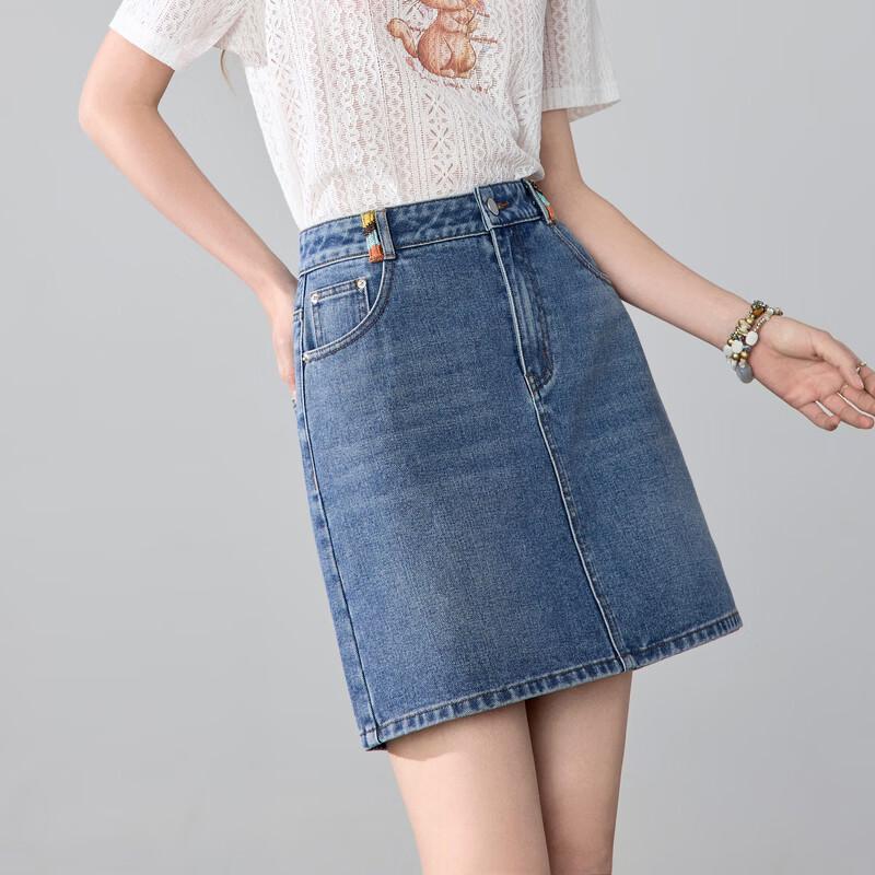 Betu Women's High-Waist Washed Denim Mini Skirt