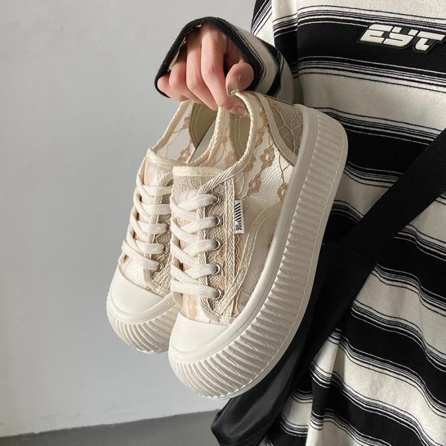 2025 Summer New Single Mesh Hollow Mesh Casual Trendy Fashion White Shoes Thick Soled Comfortable Women's Shoes shoes for women