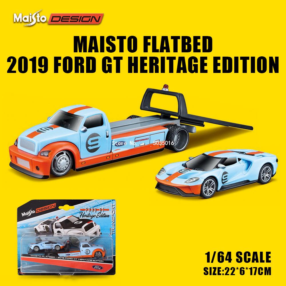 AAAOO1 Maisto 1:64 FLATBED/1988 BMW M3 E30 1965 FORD MUSTANG elite transport Die-casting car model collection gift toy