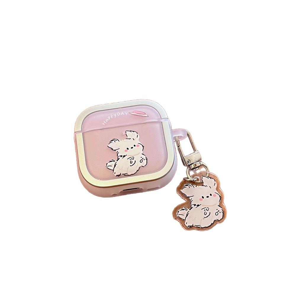 Electroplated photo frame, cartoon running White Dog earphone case, compatible with AirPods Pro 1, Apple earphone case, AirPods 1