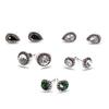Vintage 5 Pairs of Imitation Gemstone Crystal Water Drop Bohemian Stud Earrings