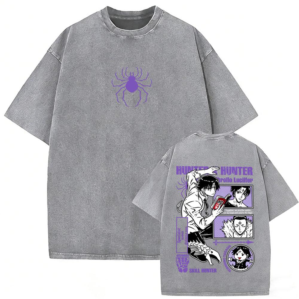 Washed Vintage Anime Hunter X Hunter T-shirts Manga Gon Freecss Graphic T Shirts Men Women Retro Cartoon Oversized Streetwear