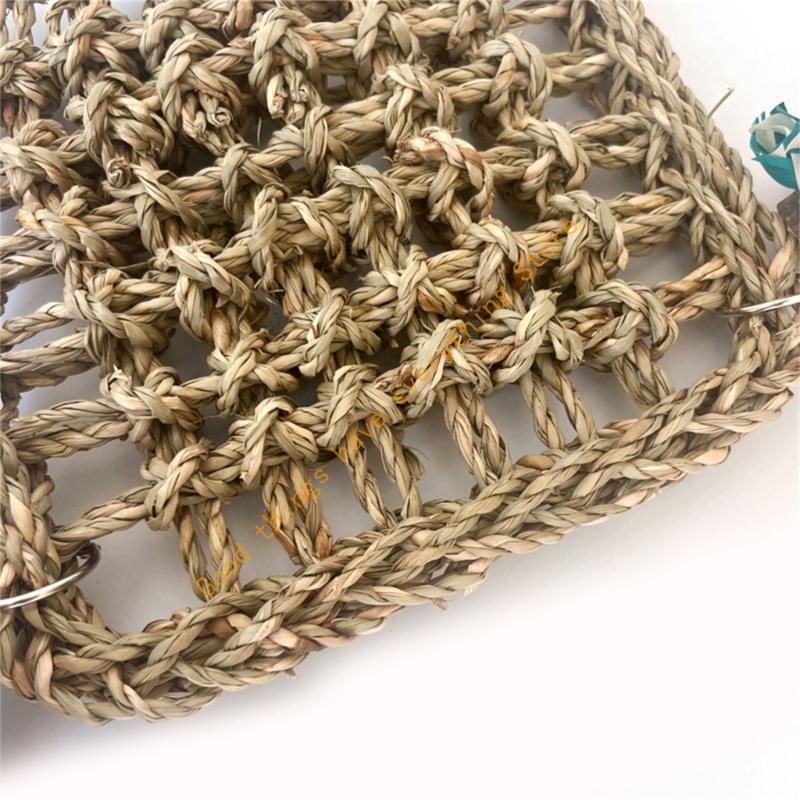 Multiuse Bird Exercise Hammock For Cockatiels Budgies Woven Straw Chewing Toy 55KF