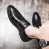 Four Seasons New Men's British Business Casual Pointed Small Leather Shoes Korean Edition Brock Trend Shoes Groom Wedding Shoes