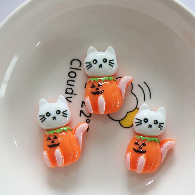 10 Pcs Cute Cartoon Halloween Ghosts, Skeletons, Pumpkins Flat Back Resin DIY Jewelry Hairpin Craft Decoration Accessorie