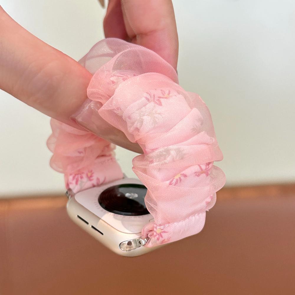 

Милый женский новый сетчатый эластичный ремешок для Apple Watch 46 мм, браслет iWatch 10 42 мм, серии 9 8 41 мм 38 мм 44 мм Ultra 49 мм, эластичный ремешок для часов для женщин 38mm 40mm 41mm розовый