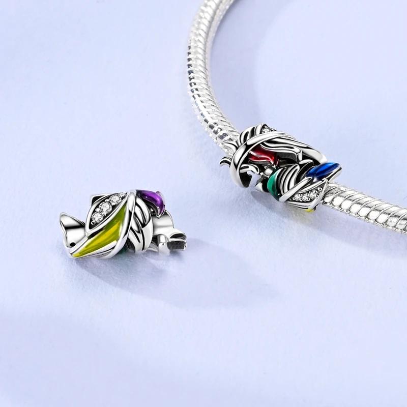 

Dreamy Colorful Feather Beadscopper Plated Original Beads Fit Originalcharms Bracelet Beads Jewelry Gifts For Women