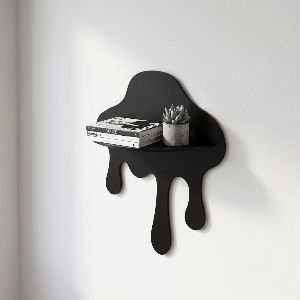 Creative Wall Mounted Storage Shelf Drip Shape Metal Wall Organizer for Home Office Decorative Wall Rack