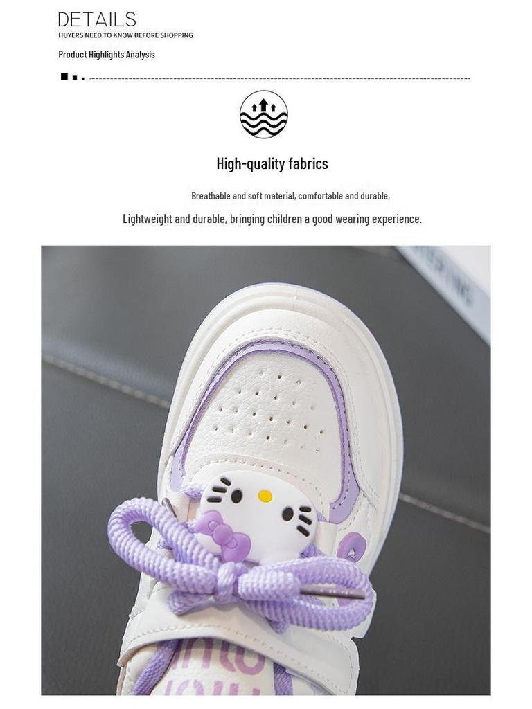 Girls' 2026 Spring/Autumn Breathable Cartoon Sneakers - Thick Sole, Non-Slip, Casual Running Shoes