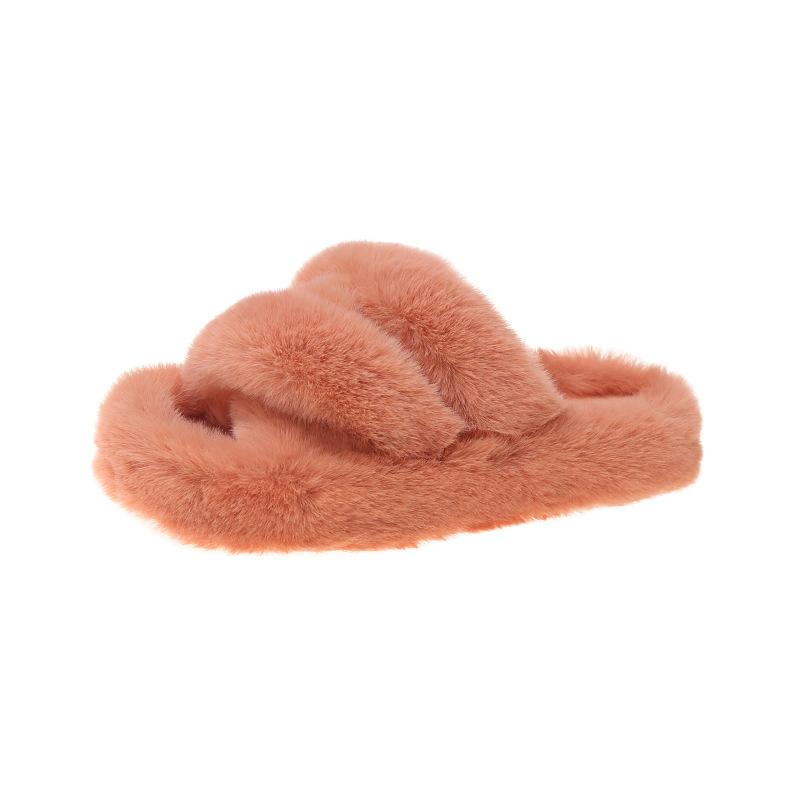 Foreign trade Mao Mao shoes women's 2025 autumn thick-soled new cross-haired slippers wear large size open-toed Internet celebrity home slippers