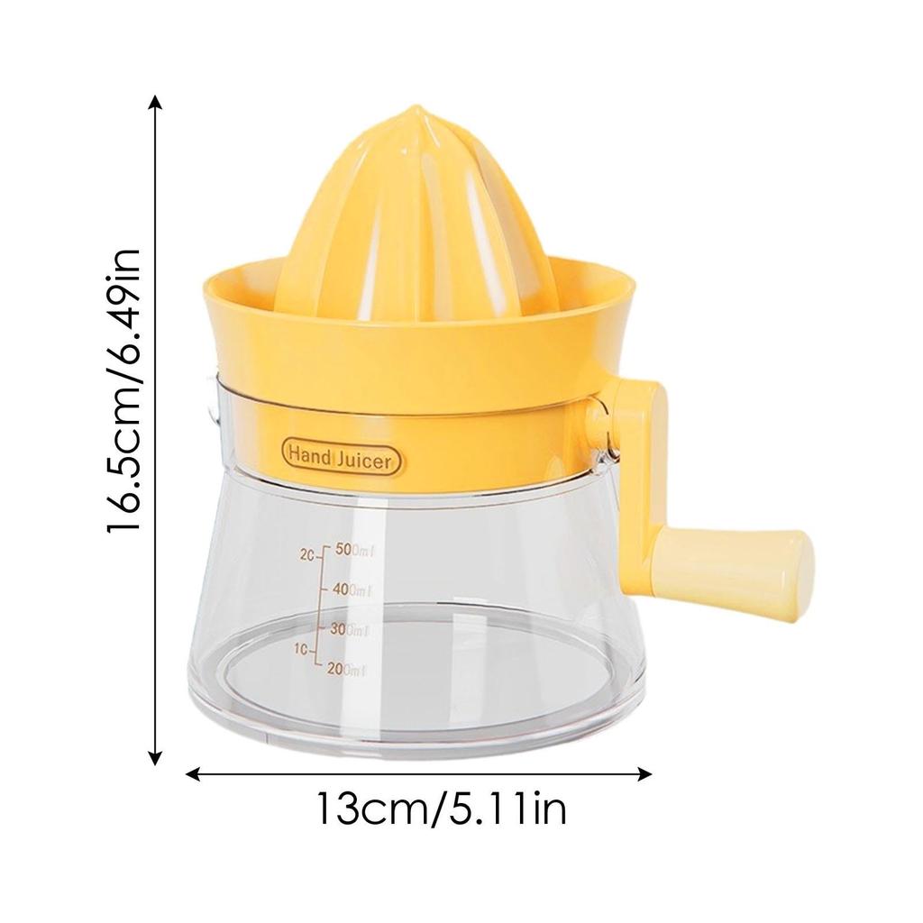 Easy Juicer Hand Cranked Fruit Squeezer Built-in Measuring Cup and Filter for Orange Lemon and Grapefruit Practical Kitchen Tool