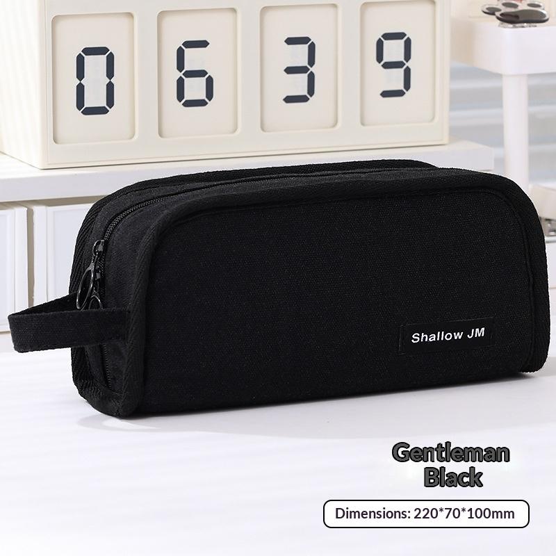 Large Capacity Pencil Case, Korean Style, Multi-functional Stationery Box, Children's Canvas, Simple and High-value.