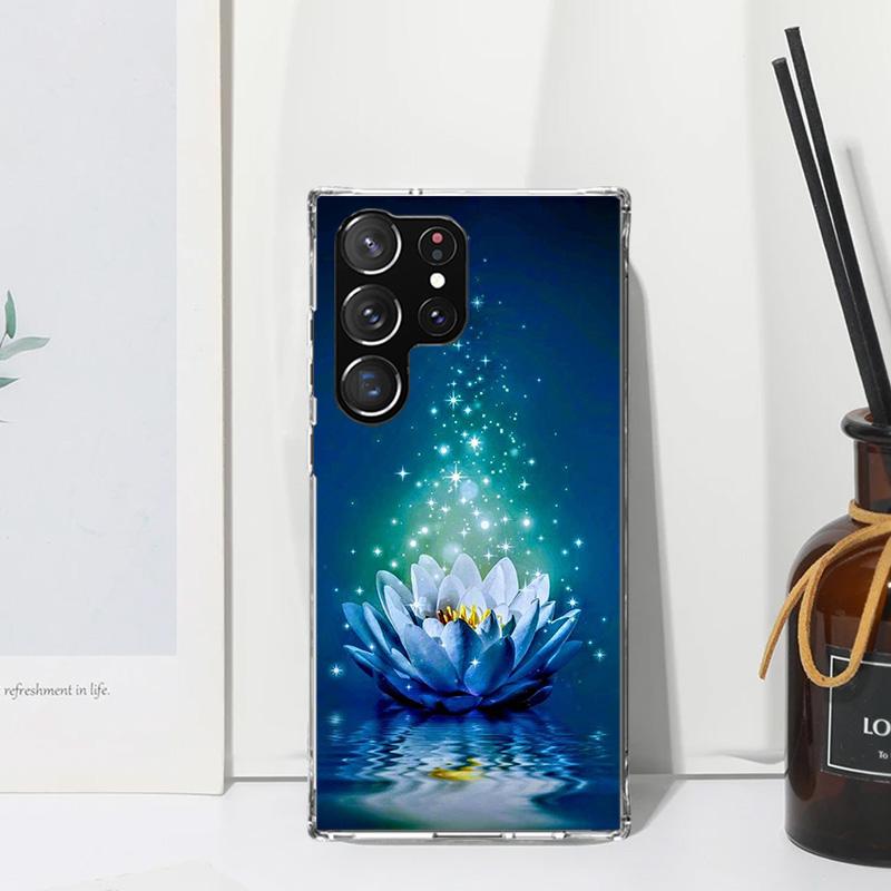 Lotus Blue White Flowers Phone Case For Samsung Galaxy S26 S25 Edge S24 FE S23 S22 Ultra S21 Plus S20 + Art Fundas Back Cover Ga