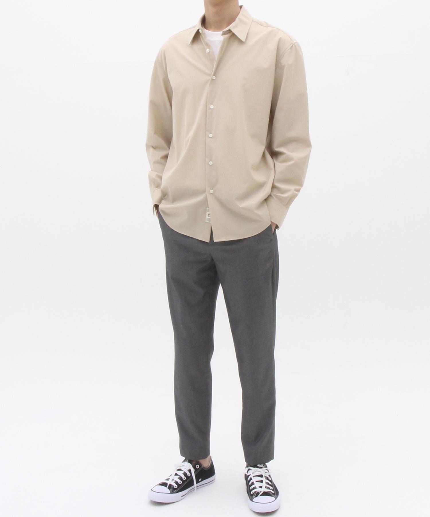 The Shirt Studio Beige Loose Fit Nylon Spandex Solid Shirt 100