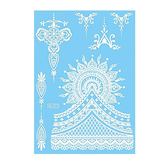 Baizihuahu White Lace Tattoo Sticker for Women, Temporary Face Body Arm, Waterproof Fake Decal Wedding Party Festival