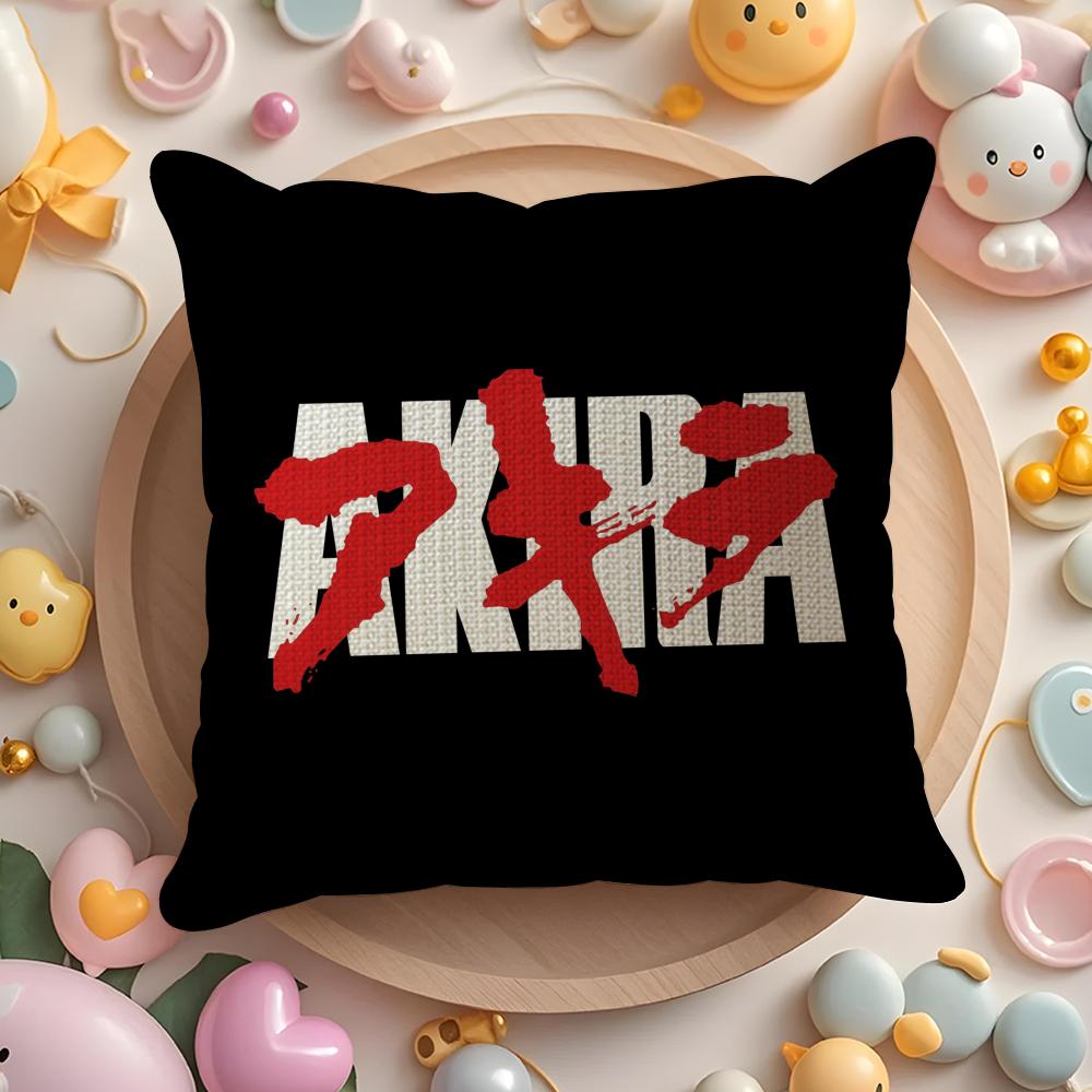 A-Akira Japan Cartoon Anime Cushion Cover Natural Linen Organic Fabric Double-Sided Printing Sofa Home Decor Gift Pillow Cover