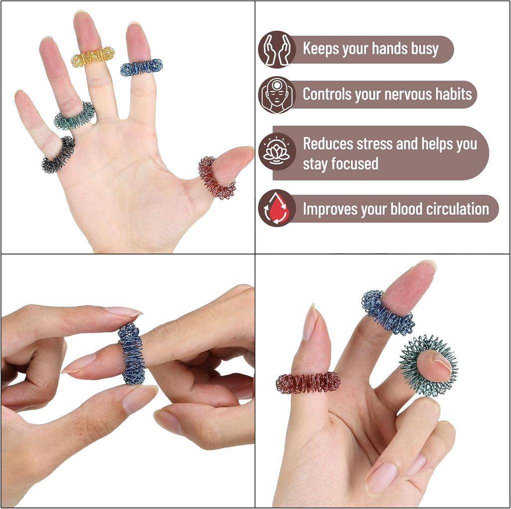 Anelli Sensoriali Dita Spinosi 10 Pezzi Massaggiatore Agopressione Sollievo dallo Stress Anti-Ansia Giocattoli Fidget Per Adolescenti Adulti Per Bambini Regalo di Compleanno per Bambini