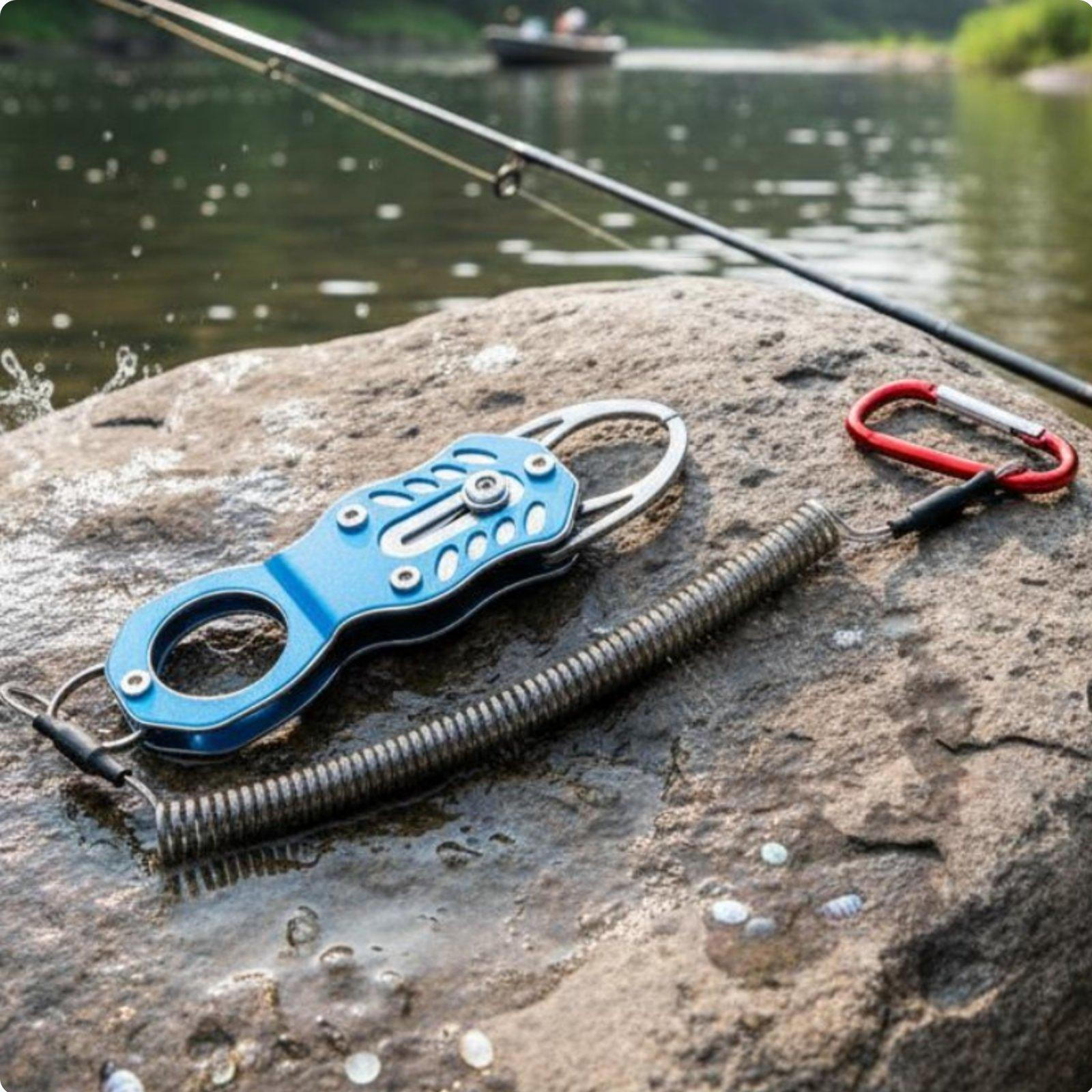 Fish Lip Gripper Strong Grip Stainless Steel Lure Pliers TetherSecured Lanyard Portable Grabber