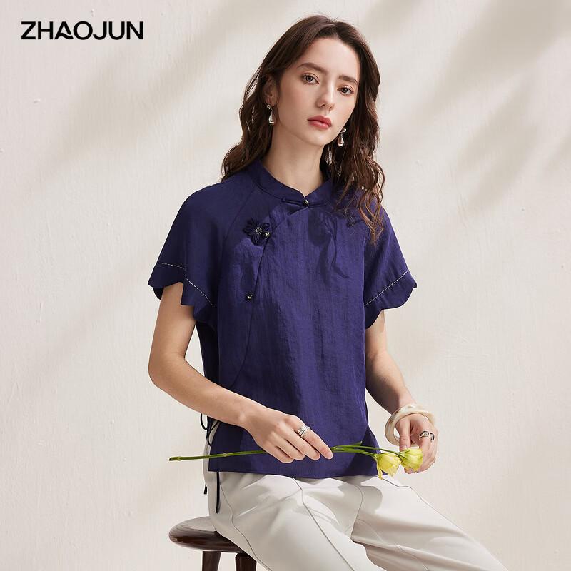 Zhao Jun New Chinese Style Silk Short-Sleeve Blouse XL