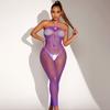 Porno Sexy Mesh Open Bra Hollow Out See Through Body Stocking Stretch Slim Fit Backless Open Crotch Seduction Lingerie Women