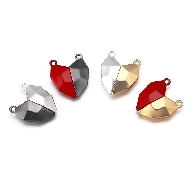 3pairs 18mm Alloy Heart-Shaped Stereoscopic Magnetic Clasps For DIY Necklace Jewelry Making Accessories
