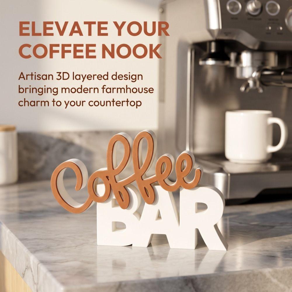 Coffee Themed Coffee Bar Tabletop Statue Two-Tone Color Coffee Lover Gift Ornament Kitchen Counter