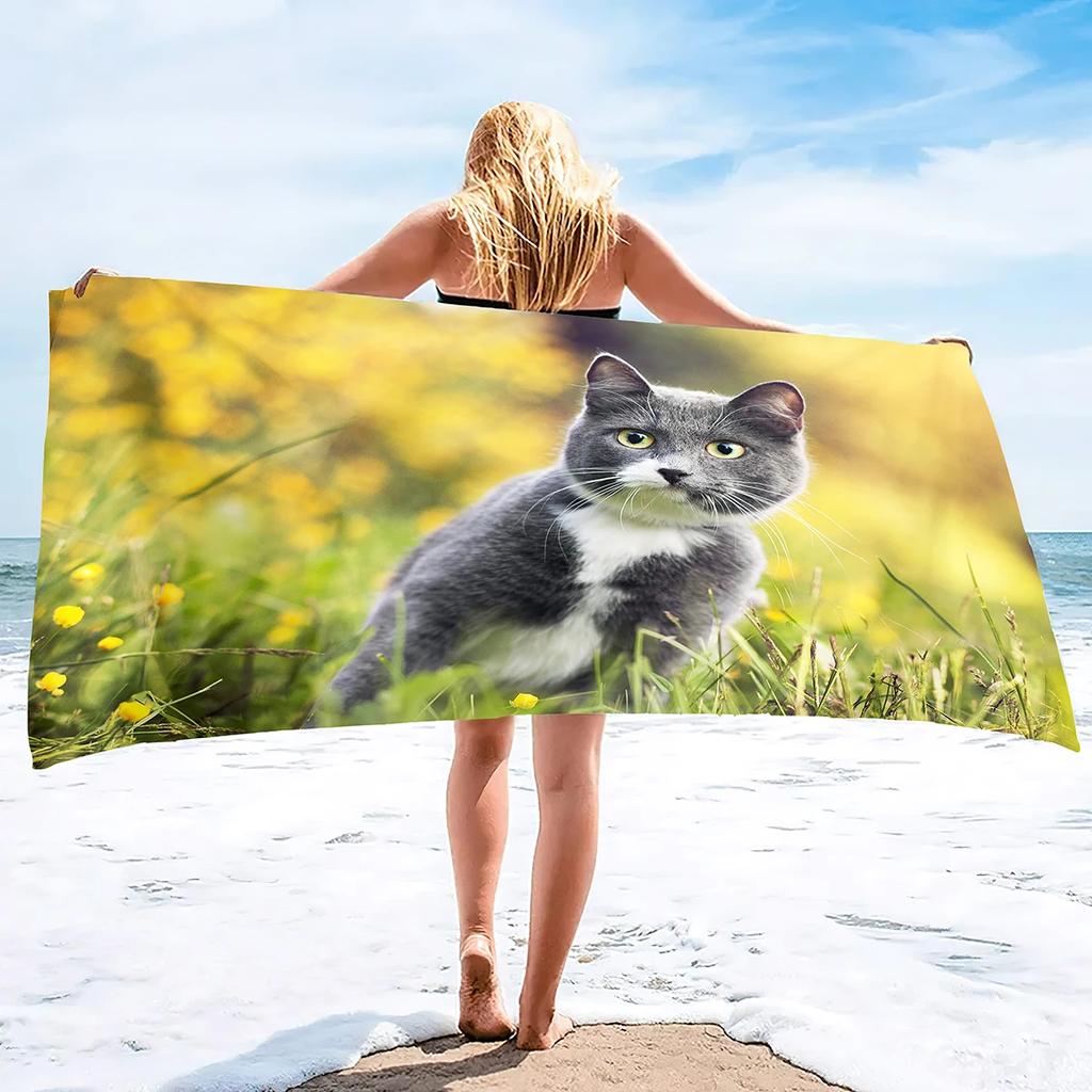 Beach Towel for Women, Girls, Kids, Men, Cat Bath  Sand Free Pool  Absorbent Soft Plush     Lovers