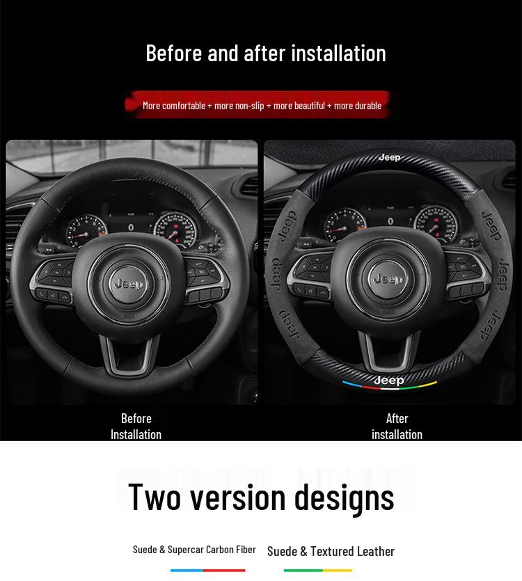 Jeep Steering Wheel Cover for Compass, Renegade, Cherokee, Wrangler, Commander, Gladiator