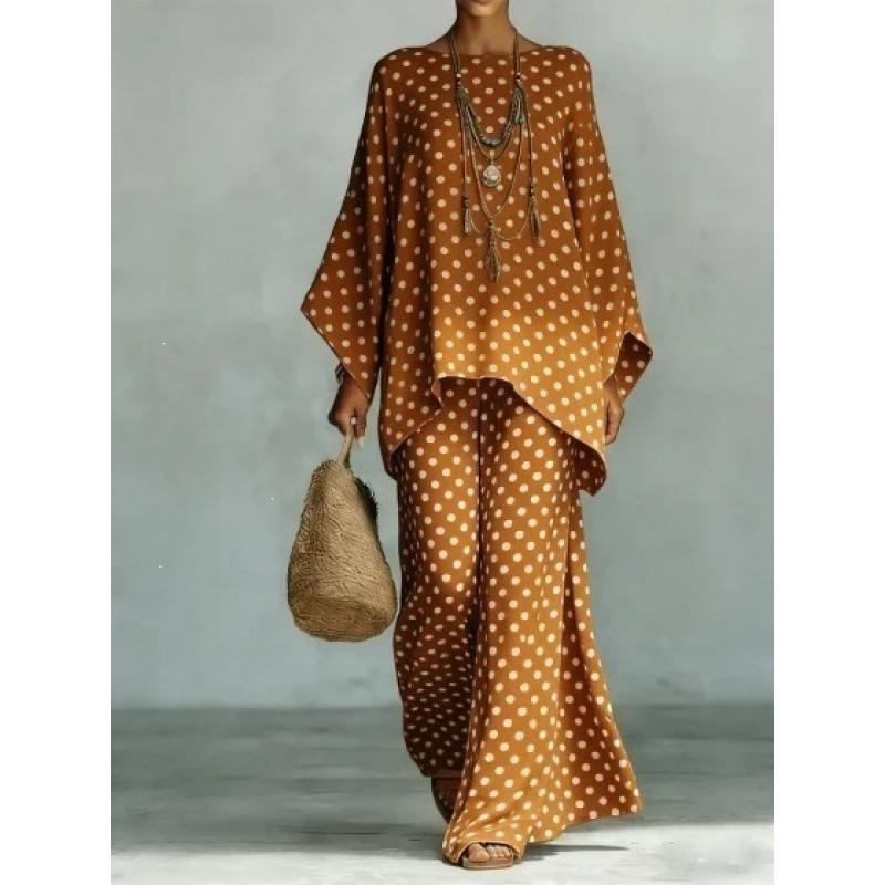 16 Summer Y1 Loose Bat Sleeve Top Wide Leg Pants Two-piece Women's Clothing European and American Fashion Suit