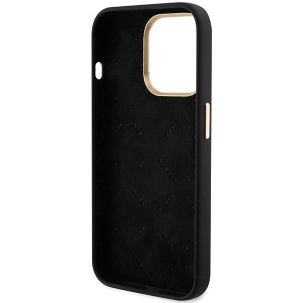 Guess Guhcp15Xsmbslk Iphone 15 Pro Max 6.7 Czarny/Black Hardcase Silikonowy Skrypt Metalowe Logo I Ramka