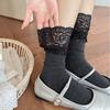 Spring and Autumn Children's Knee-length Lace-trimmed Pile-up Socks, Sweet Long Socks, Simple Style, Pure Cotton Women's Socks, Ballet Style