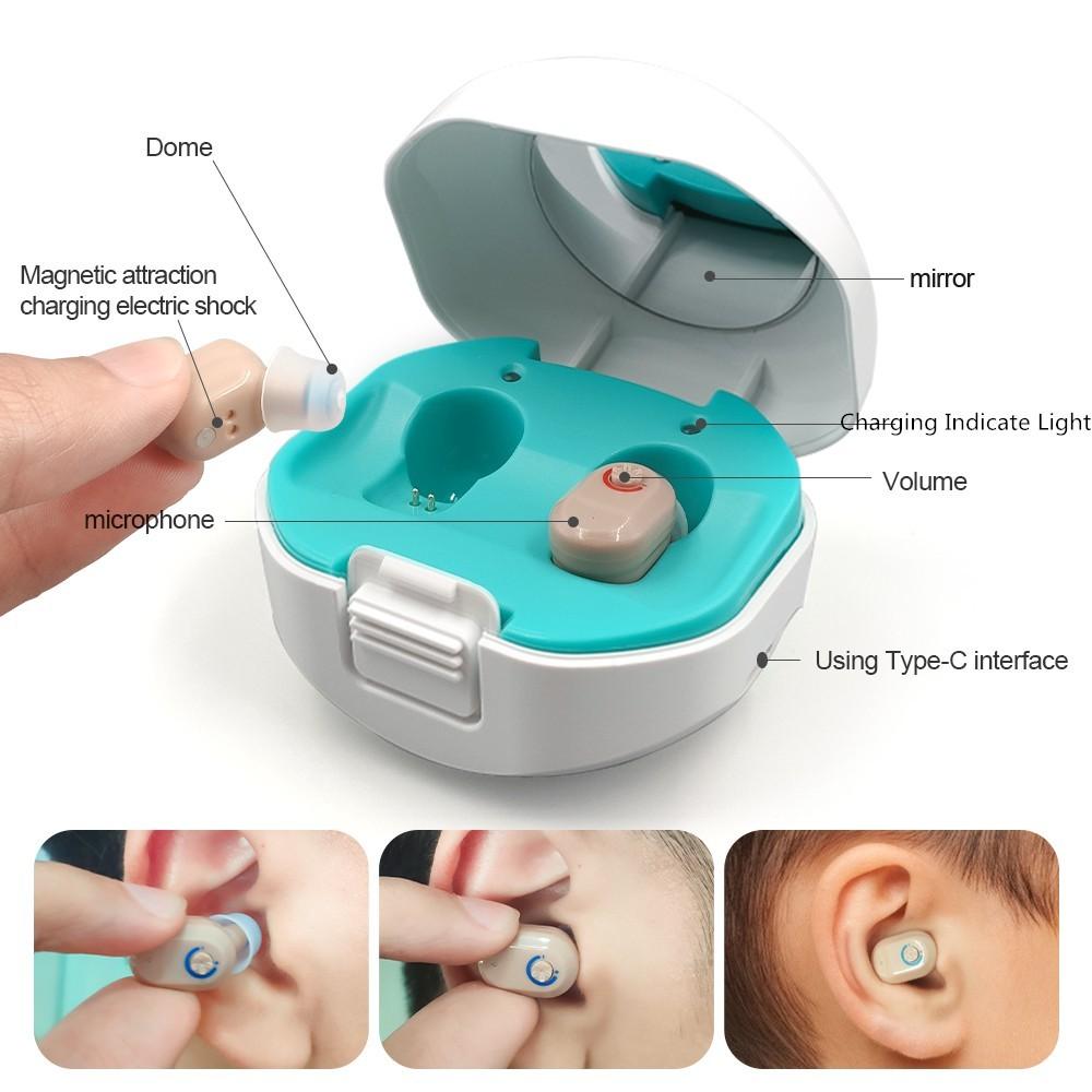 Portable USB Rechargeable Digital Hearing Aid 1/2pcs Audiphone Hearing Device Intelligent Noise Reduction Sound Amplifier