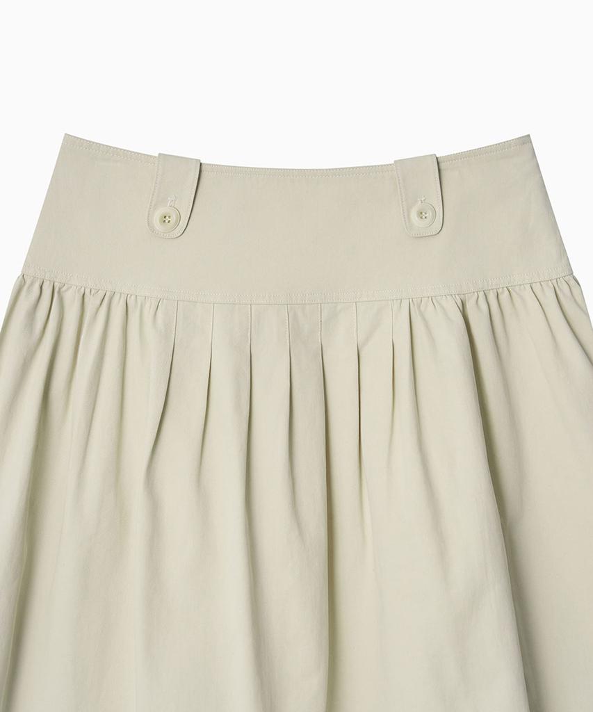 Ohesio Pleated Cotton Midi Skirt, Beige
