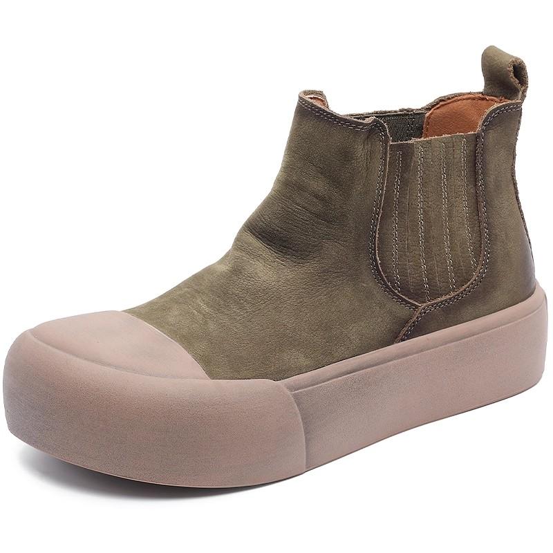 

Женские ботильоны из натуральной замши, 6 см, Челси, этнические, на резиновой платформе-клине, весенние лоферы, осенние балетки, удобные 38