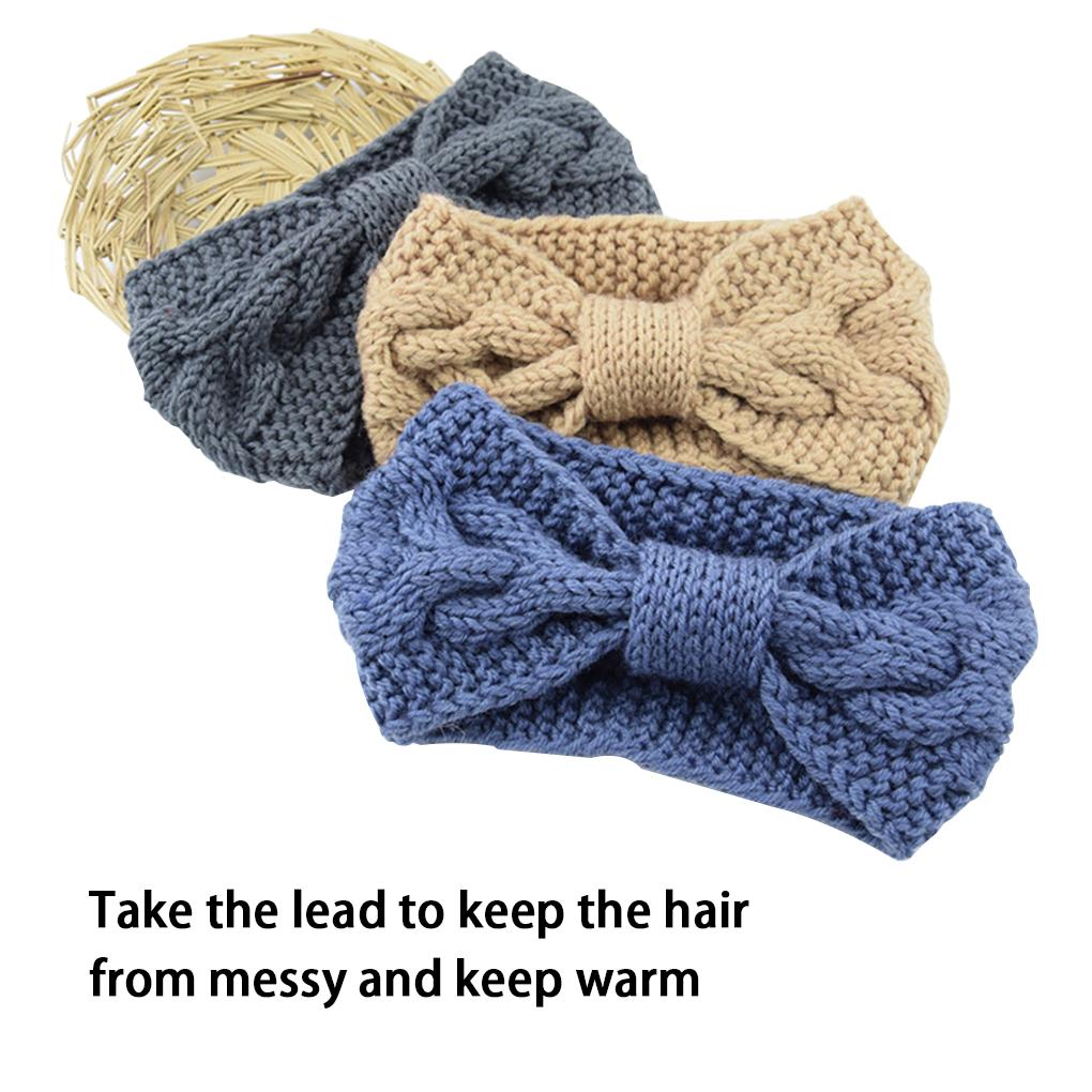 6 Stück Modisches Winter Warmes Gestricktes Stirnband Turban für Damen Frauen Häkel-Schleife Breites Dehnbares Haarband Kopfband Haare