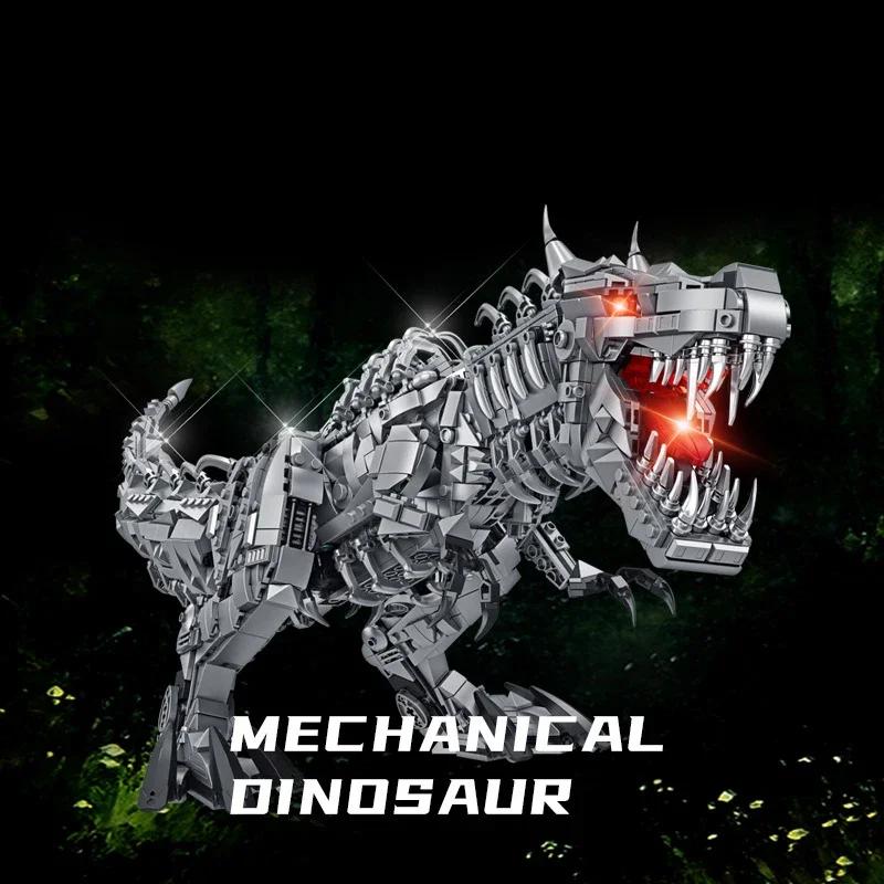 Riesiger Mechanischer Dinosaurier Baustein Stahl Tyrannosaurus Rex Montiertes Allosaurus Modell Spinosaurus Bausteine für Kinderspielzeug