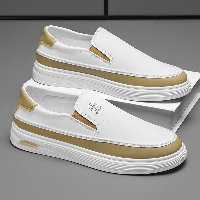 

Обувь Мужская Весна 2025 Новая Мужская Повседневная Кожаная Обувь Ленивые Слипоны Обувь Дуду Мягкая Кожа Мягкая Подошва Обувь для Вождения 39 белый