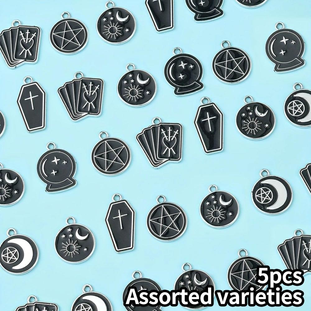

5/10/20 шт. Материал сплава креативный черный кулон Таро украшение звезда луна черный персонализированный кулон DIY браслет ожерелье серьги брелок 5pcs