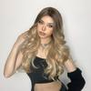 Ombre Braun Blonde Perücke Lange Wellenförmige Mittelteil Kostüm Cosplay Party Synthetische Perücke für Frauen Afro Hitzebeständige Faser