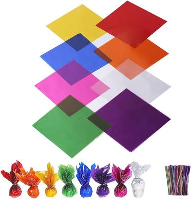 MOCOXYKLXY Celofane Colorido Celofane Transparente 8 80 DIY Feito à Mão Usado para Fazer Papel de Formatura, Cores, Folhas, 15,5x15,5cm,