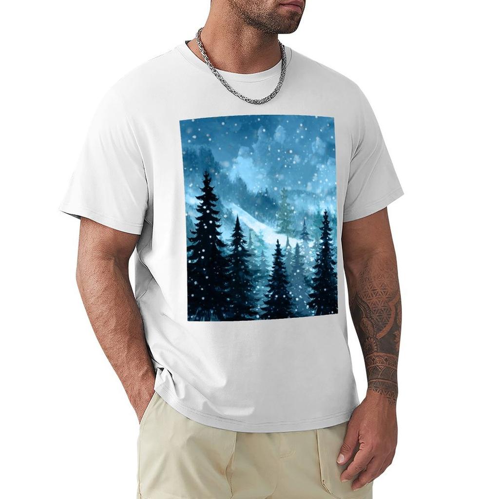 Winter Night TShirt Large Size Casual Tee Shirt
