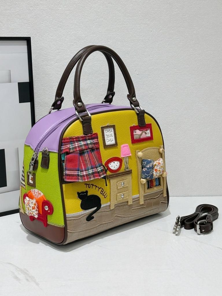 Ladies Bag Portable Messenger Bag Personalized Embroidery Women'S Bag Creative Boston Women'S Bag
