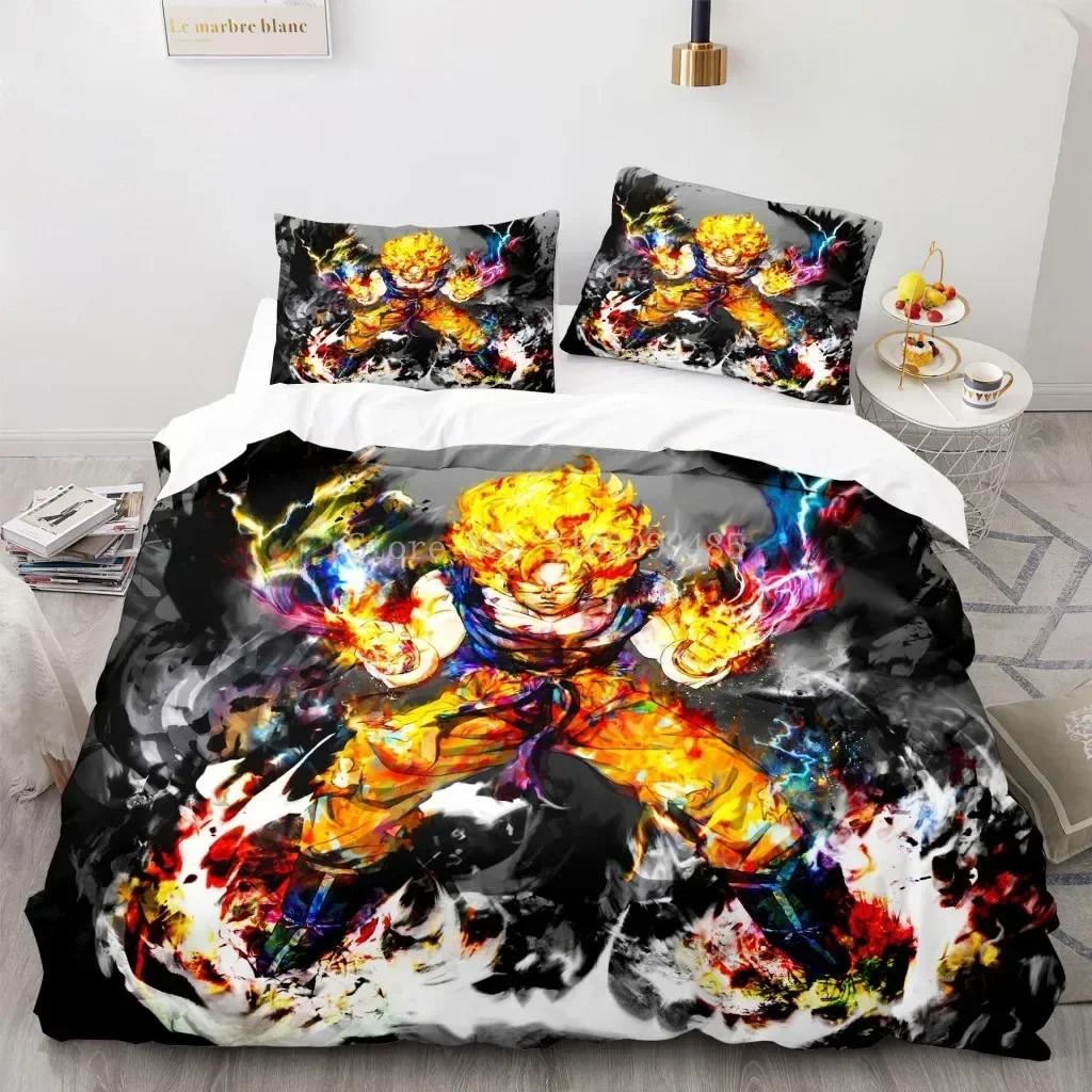 3D Print Dragon Ball Super Saiyan Son Goku Duvet Cover Bedding Set Double Twin Full Queen King Kids Bedclothes Quilt Cover